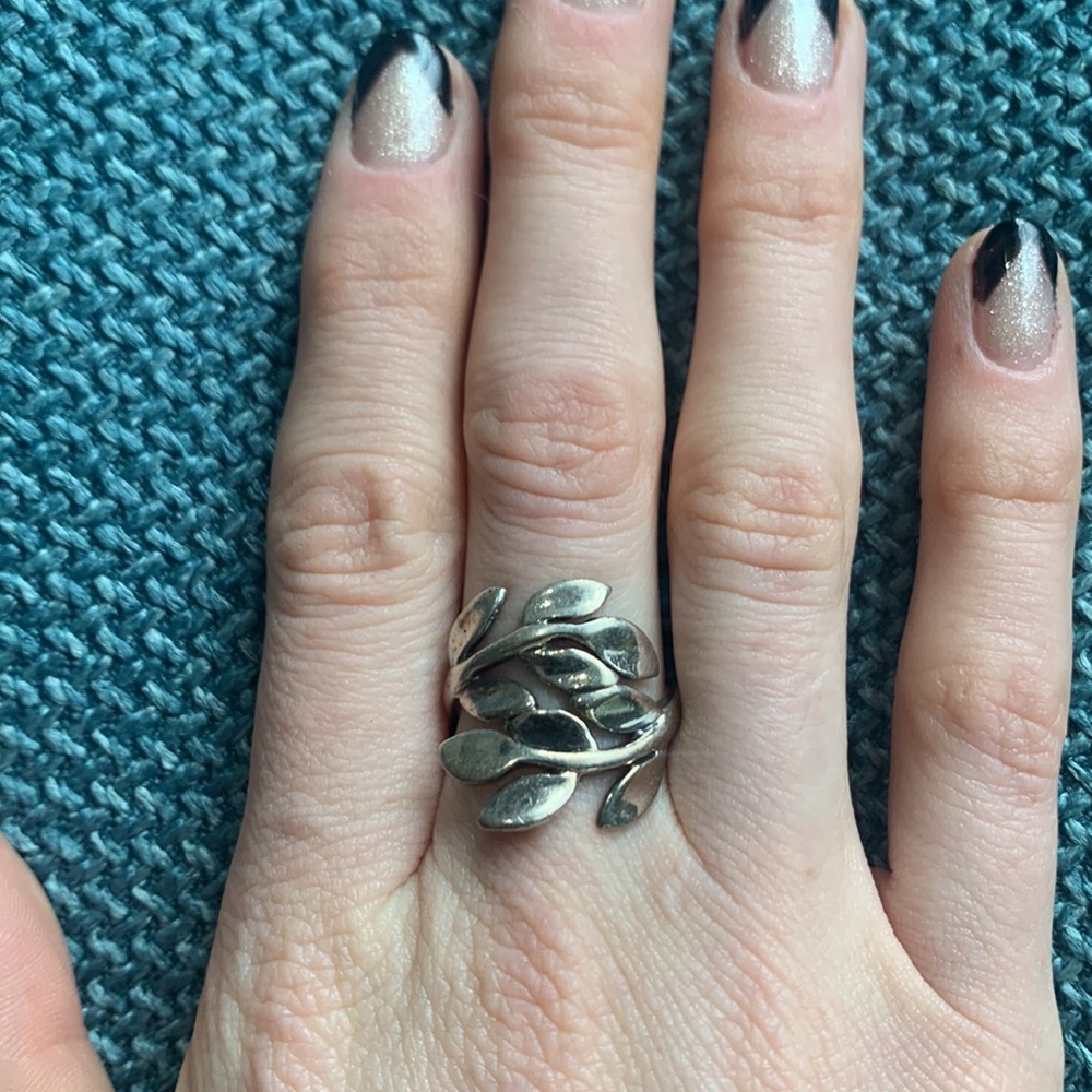 Silver 925 leaf branch ring